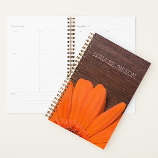 Orange Gerber Daisy et rustique Barn Wood (Devant avec enveloppe)