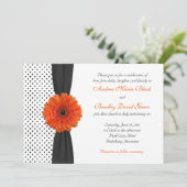Orange Gerber Daisy Polka Dot Faire-part de mariag (Debout devant)