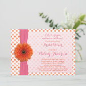 Orange Gerber Polka Dot Nuptiale Douche Invitation (Debout devant)