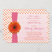 Orange Gerber Polka Dot Nuptiale Douche Invitation (Devant / Derrière)