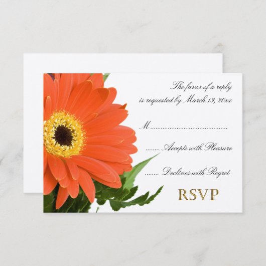 Orange Gerber Wedding RSVP (Devant / Derrière)