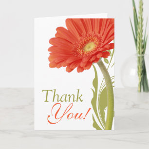 Orange Gerbera Carte de remerciements blanc à l'in