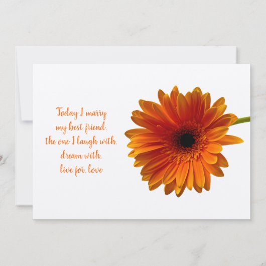 Orange Gerbera Daisy Flower Faire-part de mariage (Dos)