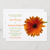 Orange Gerbera Daisy Flower Faire-part de mariage (Devant / Derrière)