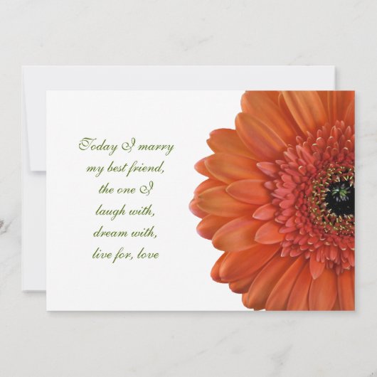 Orange Gerbera Daisy Flower Faire-part de mariage (Dos)