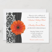 Orange Gerbera Daisy Mariage damassé Invitation (Devant)