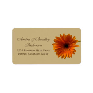 Orange Gerbera Daisy Tan Mariage Étiquettes de adr