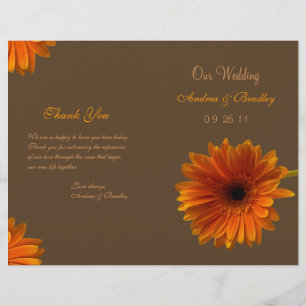 Orange Gerbera Daisy Wedding Programme