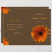 Orange Gerbera Daisy Wedding Programme (Devant / Derrière)