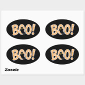 Orange Gingham BOO Ghost Ovale Sticker (Vel)