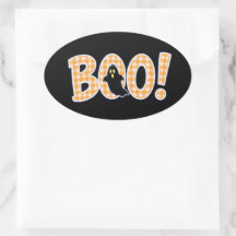 Orange Gingham BOO Ghost