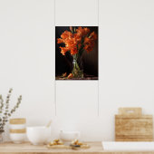 Orange Gladiolus Fleurs Art Imprimer Poster (Cuisine)