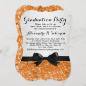 Orange Glittery Bow Graduation Party Invitation (Devant / Derrière)