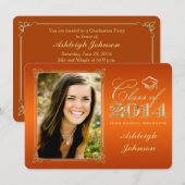 Orange, Gold Class of 2014 Photo Grad Invitation 2 (Devant / Derrière)