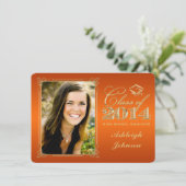 Orange, Gold Class of 2014 Photo Grad Invitation 2 (Debout devant)