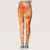 Orange Golden Floral Leggings Roses (Devant)
