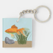 Orange Goldfish Nature Aquarium Sleutelhanger (Achterkant)