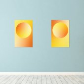 Orange Gradient Circle Vignette Abstract Design Muurkunst Sets (Houten vloer)