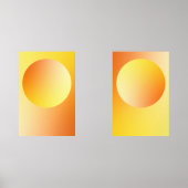 Orange Gradient Circle Vignette Abstract Design Muurkunst Sets (Voorkant)