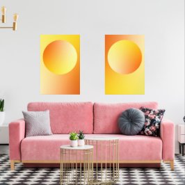 Orange Gradient Circle Vignette Abstract Design Muurkunst Sets