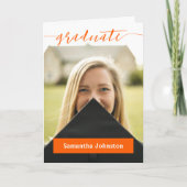 Orange Graduate Script Modern Photo Invitation (Devant)