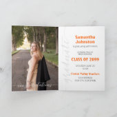 Orange Graduate Script Modern Photo Invitation (Intérieur)