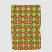 Orange, green and blue patterned golfhanddoek (Voorkant)