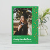 Orange Green Confetti Graduation Faire-part (Debout devant)