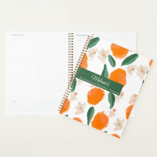 Orange Green Enseignant École Homeschool Planner (Devant avec enveloppe)