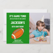 Orange Green Football Anniversaire Invitations pho (Devant)