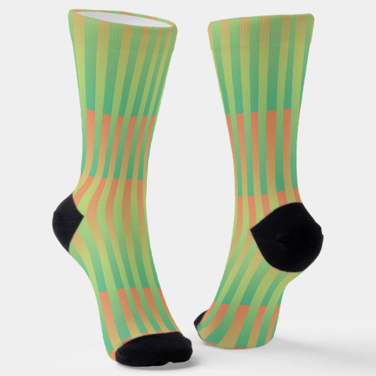 Orange Green Striped Pattern Sokken (Gebogen)