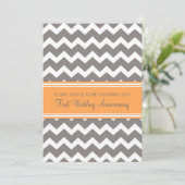 Orange Grey Chevron 1er anniversaire Invitation (Debout devant)