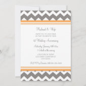 Orange Grey Chevron 1er anniversaire Invitation (Dos)