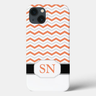 Orange & Grey Chevron Monogram iPad 2/3/4 Coque