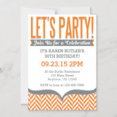 Orange Grey Moderne Magnétique Invitations d'anniv (Recto)