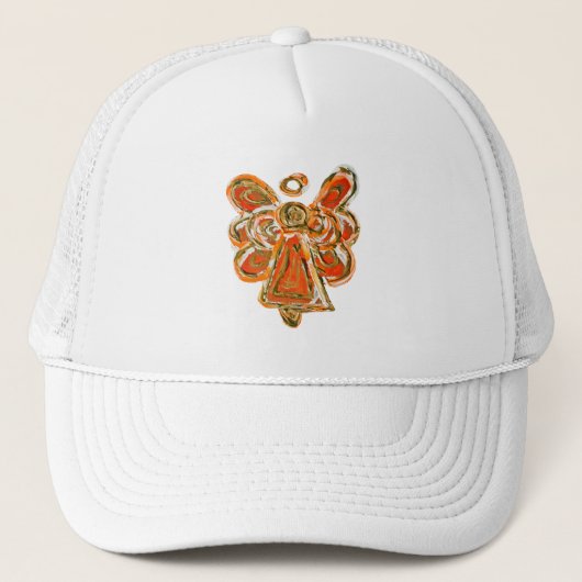 Orange Guardian Angel Custom Art Casquette ou Casq (Devant)