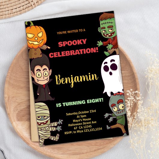 Orange Halloween Invitations Anniversaire