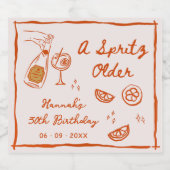 Orange Hand Drawn A Spritz Older Birthday Party Sparkling Wijnetiket (Enkel label)
