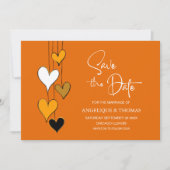 Orange Heart Theme Wedding Save the Date (Devant)