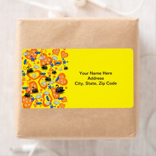 Orange Hearts Swans Étiquette (En situation)