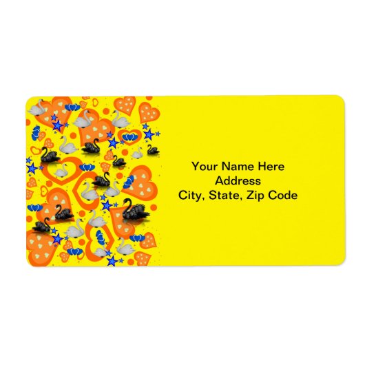 Orange Hearts Swans Étiquette (Devant)