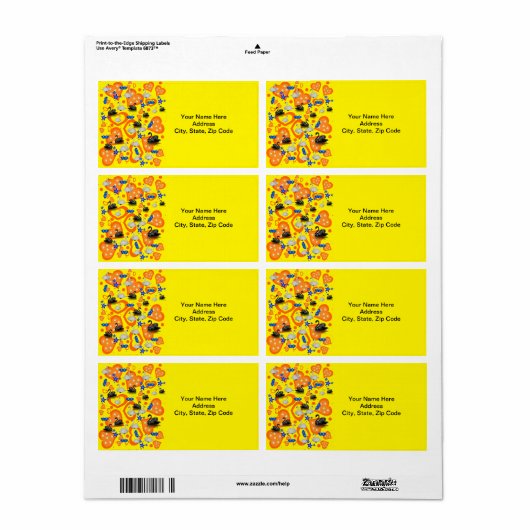 Orange Hearts Swans Étiquette (Feuille entière)