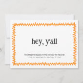 Orange Hey Y'all - Déménagé au Texas Faire-part (Devant)