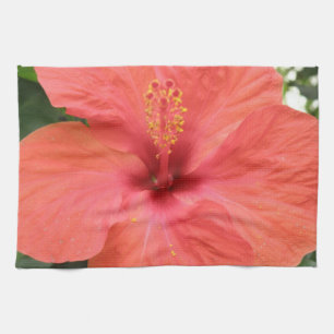 Orange Hibiscus Fleur Macro Serviette de cuisine