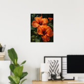 Orange Hibiscus Fleurs Art Imprimer Poster (Bureau à domicile)