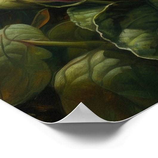 Orange Hibiscus Fleurs Art Imprimer Poster (Coin)