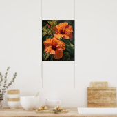 Orange Hibiscus Fleurs Art Imprimer Poster (Cuisine)