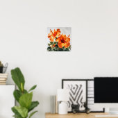 Orange Hibiscus Flower Art Imprimer Poster (Bureau à domicile)