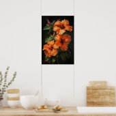 Orange Hibiscus Flower Art Imprimer Poster (Cuisine)