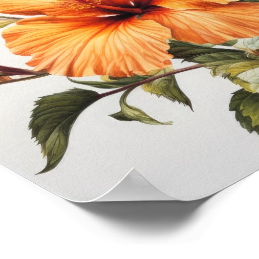 Orange Hibiscus Flower Art Imprimer Poster (Coin)